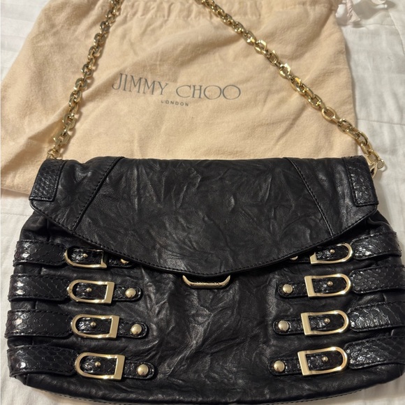 Jimmy Choo Black and Gold Shoulder Bag with Chain Strap - Picture 10 of 16
